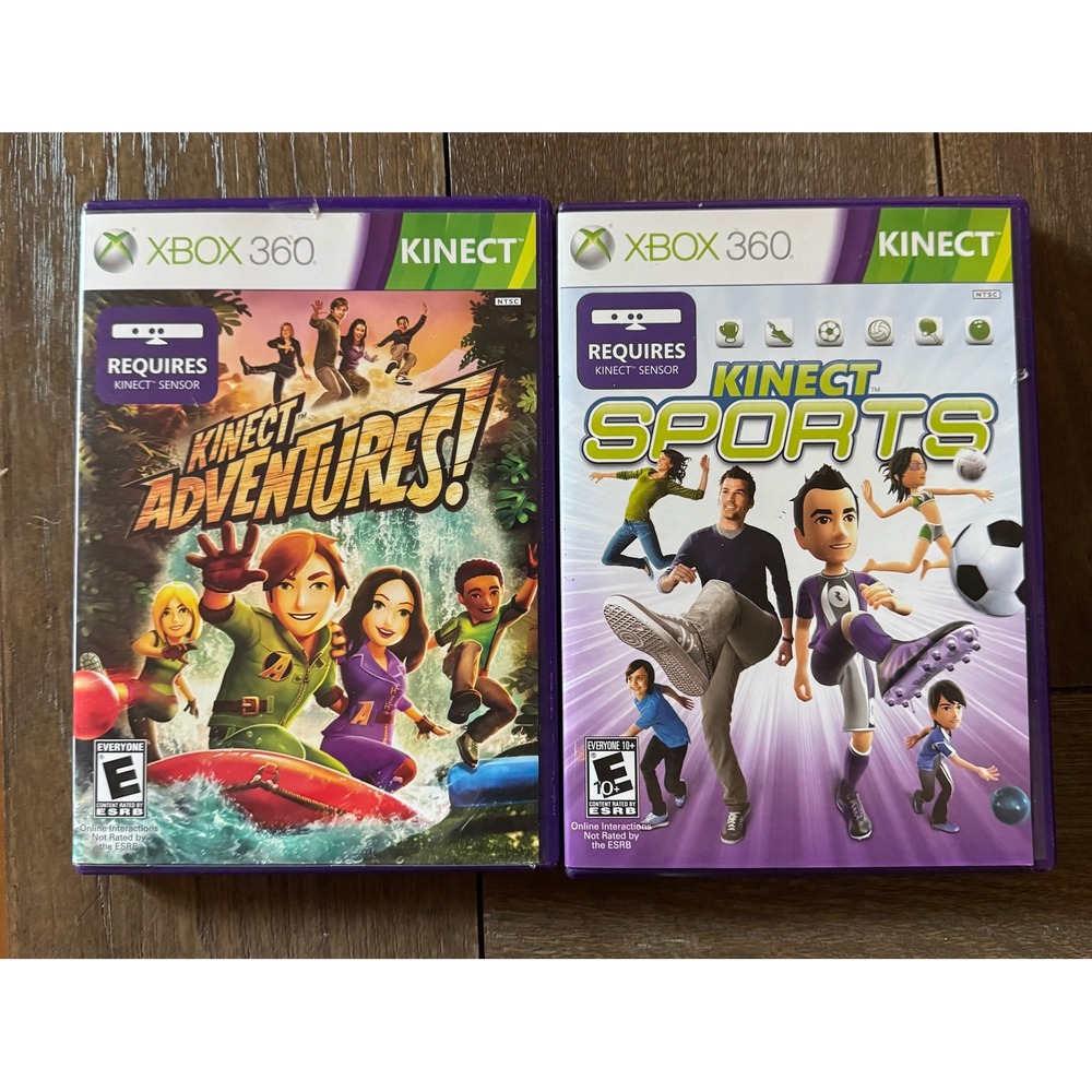 Xbox 360 Kinect Bundle Kinect Adventures and Kinect Sports Games NTSC Rare